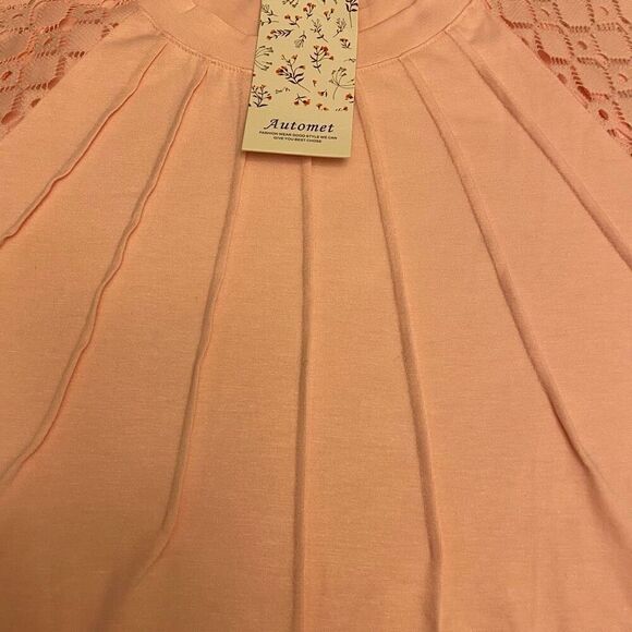 Automet Soft Pink Short Lace‎ Sleeves Top Size M nwt - Picture 3 of 12